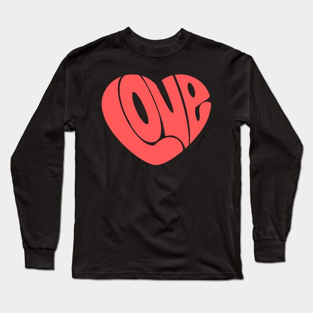 Love word in a heart shape simple cute design for valentines day red Long Sleeve T-Shirt by Yarafantasyart